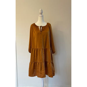 NWT Banana Republic Tiered Satin Dress Sz M (swing silk dress boho tiered)